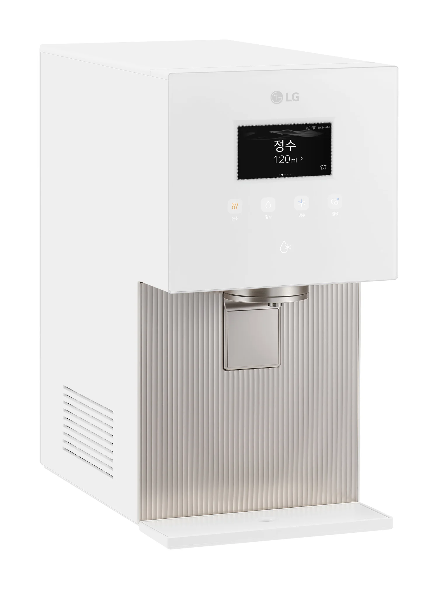 에센스 화이트 색상 LG 냉동얼음정수기 WD722RH 정면